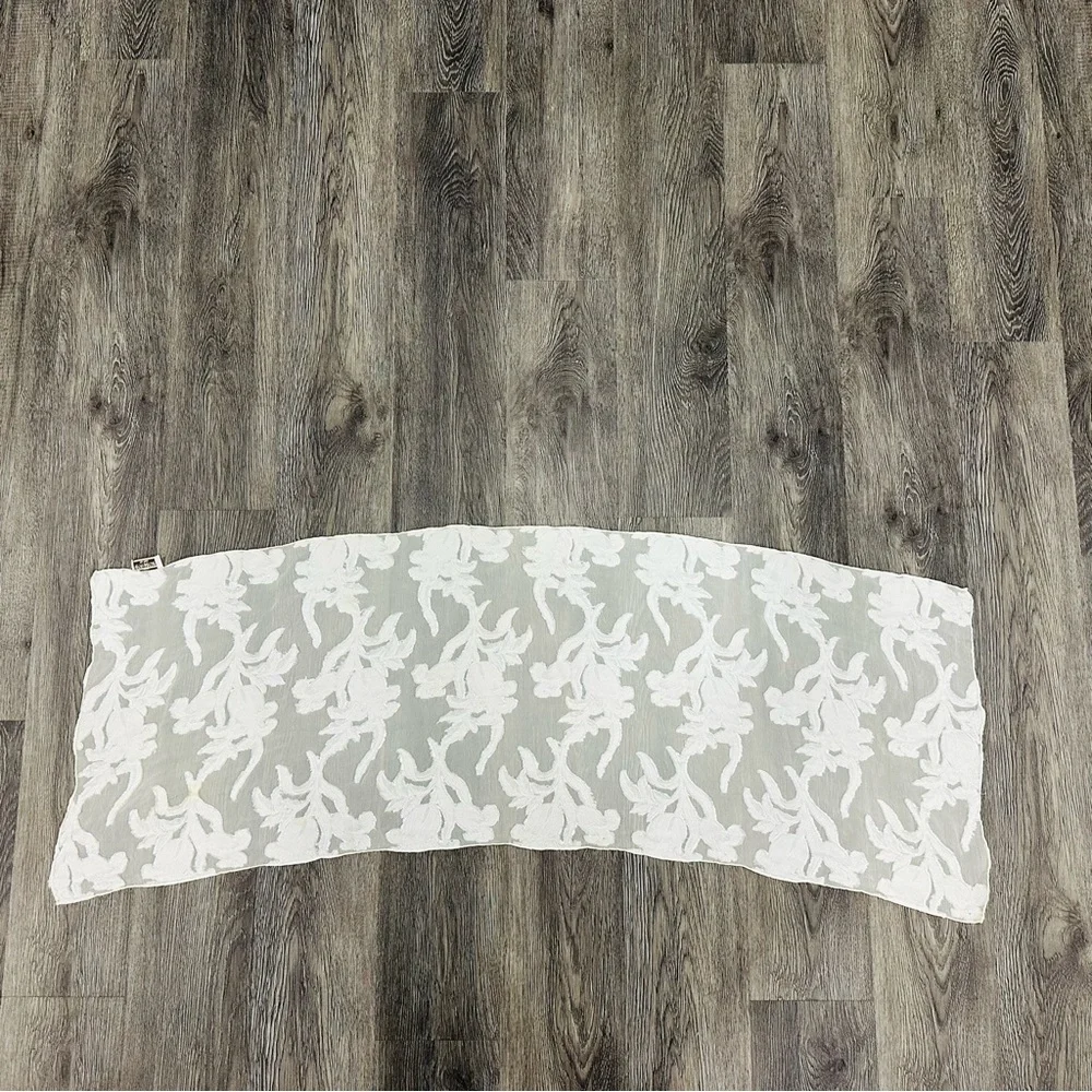 Henri Bendel White Sheer Lace Floral Scarf Wrap Shawl